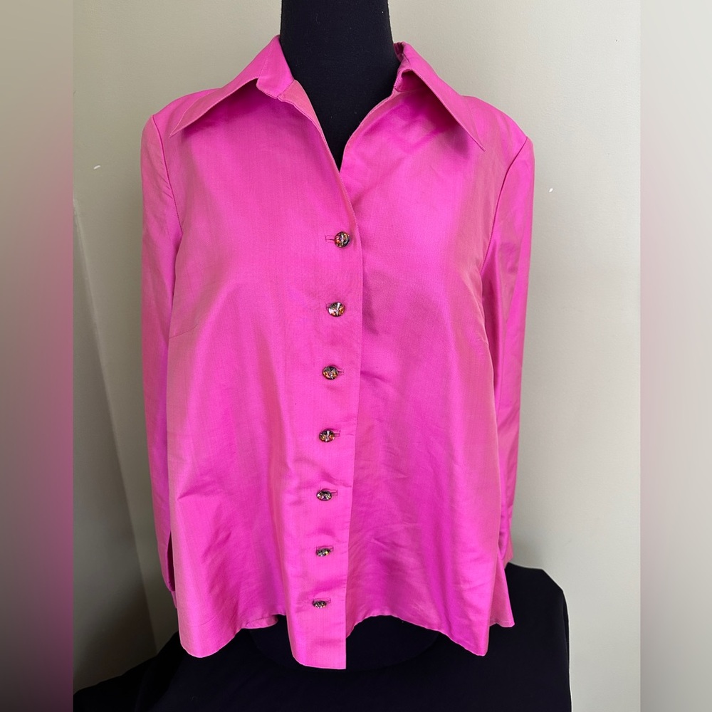 Marisa Baratelli Thai Silk Pink Blouse Size 12
